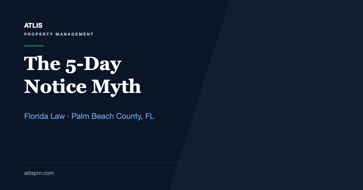 The 5-Day Notice Myth: Why Florida's Nonpayment Notice Is Still 3 Days, and 6 Rules Palm Beach County Landlords Must Get Right
